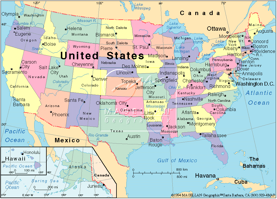 Map Of The United States Of America