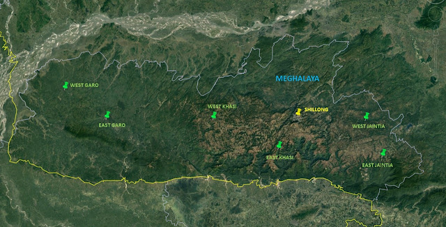 Map of Meghalaya Hills