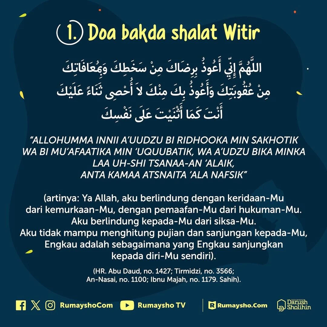 Doa Setelah Shalat Witir