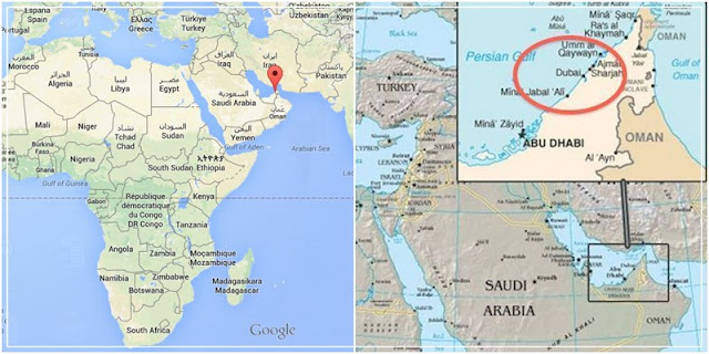 Mapa com a localização de Dubai