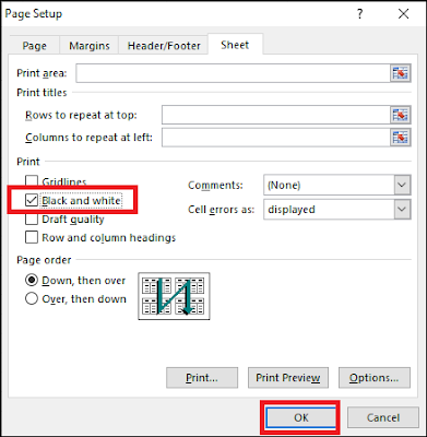 Excel Print - Black and White