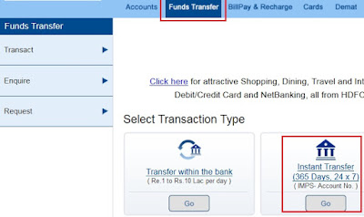 HDFC Instant Transfer IMPS