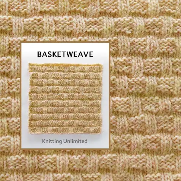 Beginner free knitting pattern, Basketweave Pattern. By alternating the knit and purl stitches, you create a woven effect that resembles a basketweave.