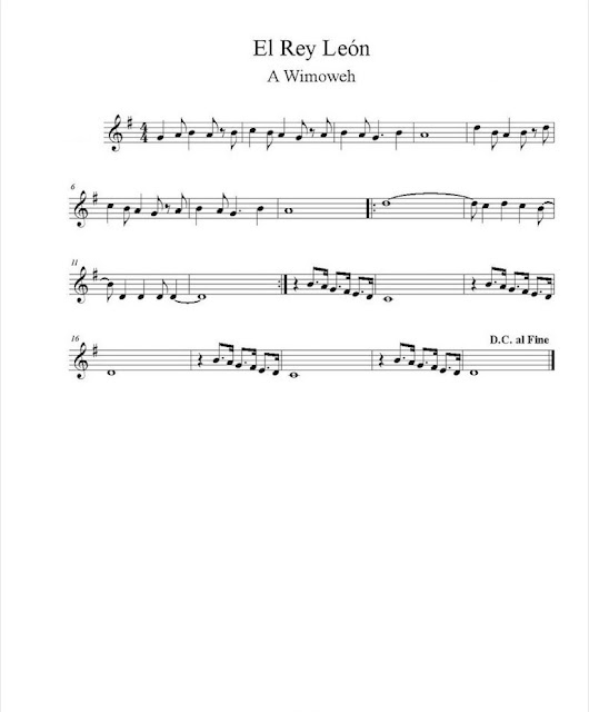 Resultado de imagen de wimoweh partitura