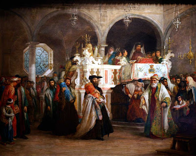 The Feast of the Rejoicing of the Law at the Synagogue in Leghorn by Solomon Alexander Hart