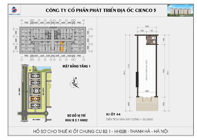 Mặt Bằng kiot 44 chung cư b2.1 hh02b thanh hà mường thanh cienco 5 land