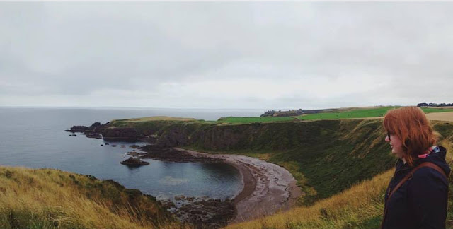 Jen overlooking Dunnottar Castle