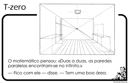 O matemático pensou: «Duas a duas, as paredes paralelas encontram-se no infinito.» — Fico com ele — disse. — Tem uma boa área.