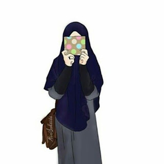 anime muslimah wanita cantik sedih