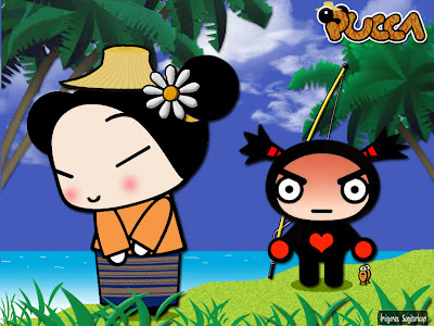 Wallpaper Pucca Coqueta Garu de pesca