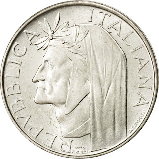 Italy 500 Lire Silver Coin, Dante Alighieri