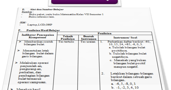 rpp matematika ktsp 2006 doc kelas 7, 8, 9 semester 1  2 Terbaru tahun 2017/2018  Info Guru 