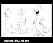 How to draw a cartoon tyranosaur. Step by step cartoon dinosaur drawing .