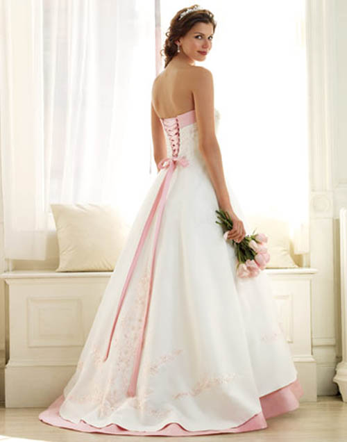 White Wedding Dresses With Pink Accents. white wedding dress,