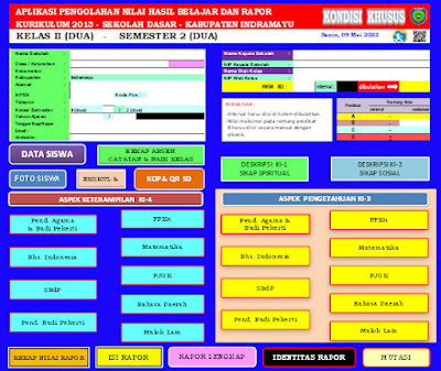 Aplikasi Raport K13 Kelas 2 SD/MI Semester 2 Kondisi Khusus
