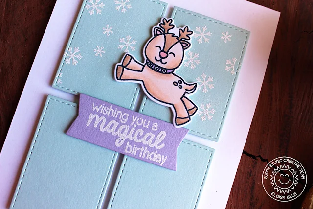 Sunny Studio Stamps: Gleeful Reindeer Magical Birthday Card by Eloise Blue.