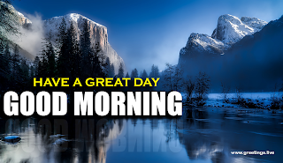 Good Morning text greetings Mountains lake yellowstone national park