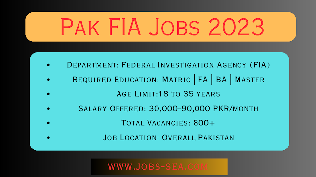 FIA Department Proclaimed Latest Jobs For Pakistani Civilians | Apply For FIA Jobs 2023