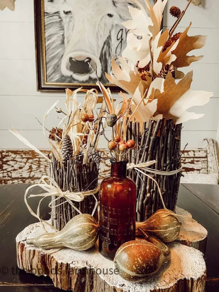 Fall centerpiece with items from nature