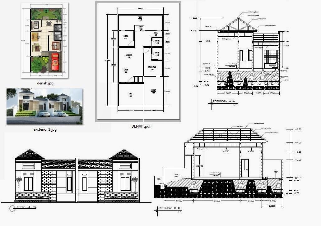  Denah  Rumah  2  Lantai  Lengkap  Dengan  Tampak  gambar denah  