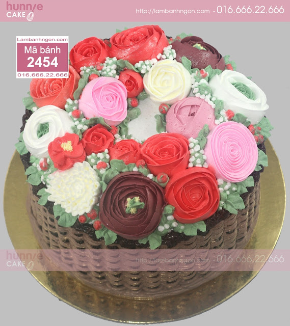 Bánh gato sinh nhật hoa hồng Hàn Quốc