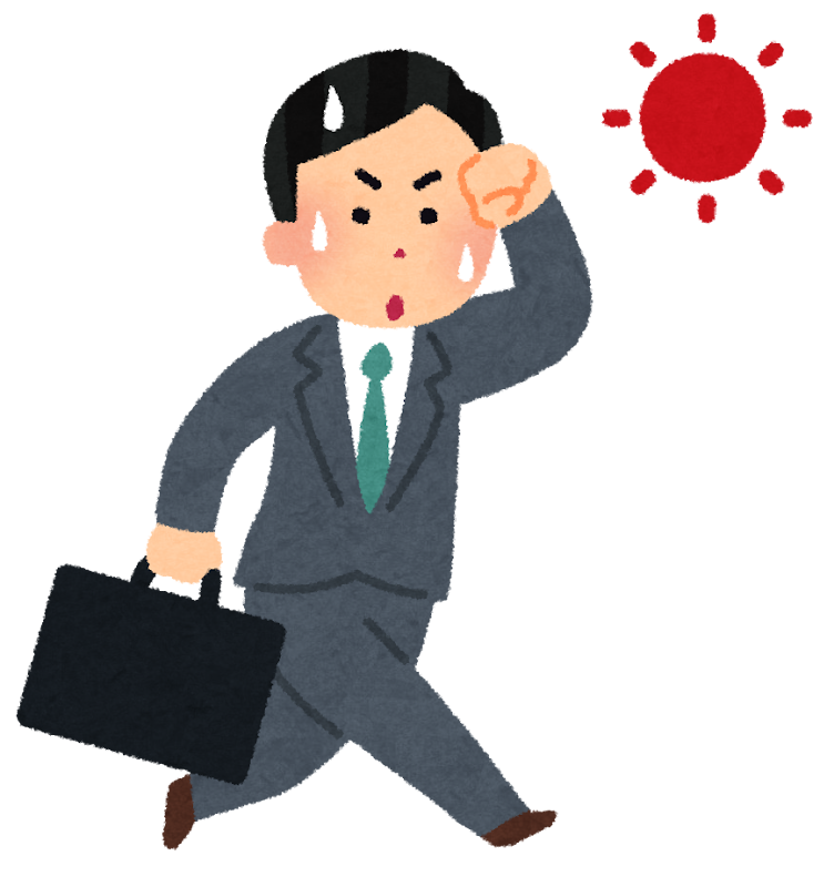 暑い日に外回りをする男性会社員のイラスト かわいいフリー素材集 いらすとや