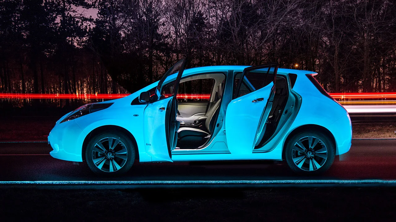 Nissan Leaf glow-in-the-dark car