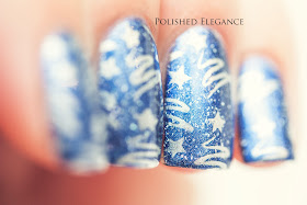 Ozotic - 914 nail polish stamping nail art Cheeky silver christmas tree maniure nail art