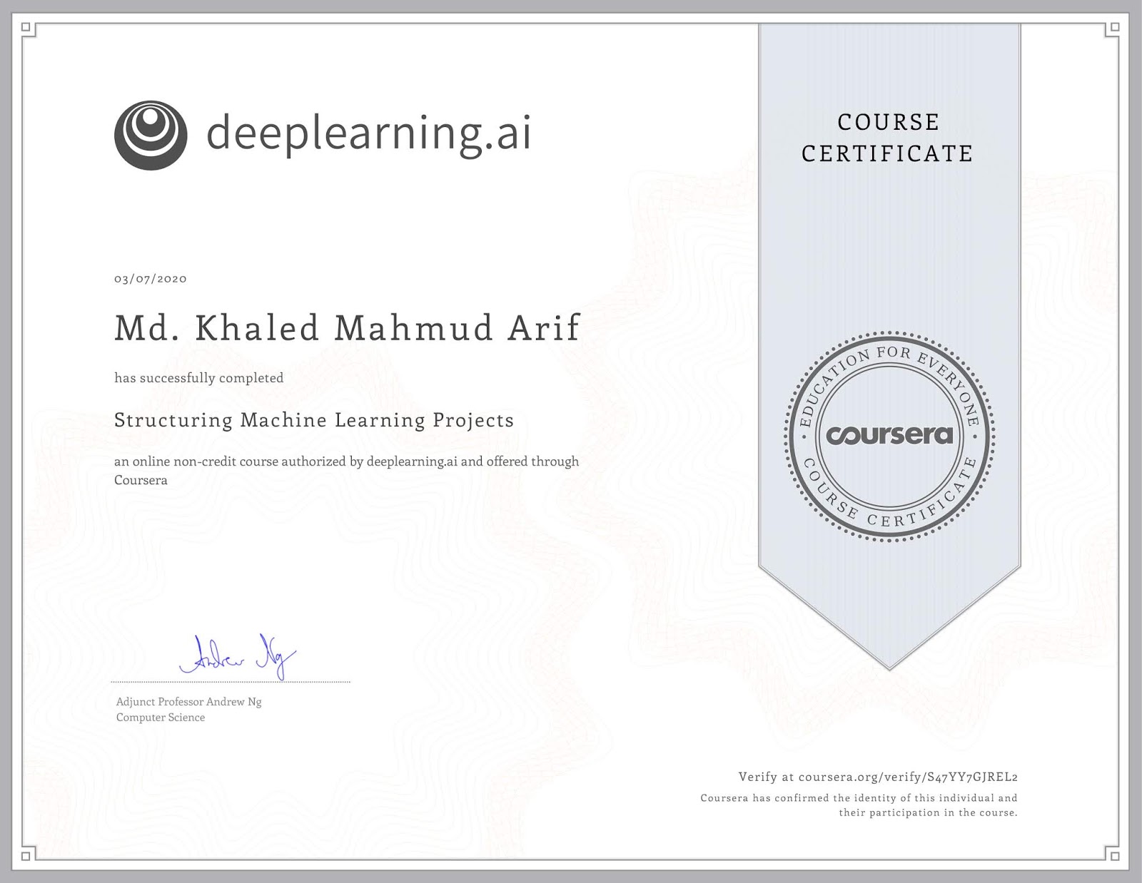 Structuring Machine Learning Project on Coursera