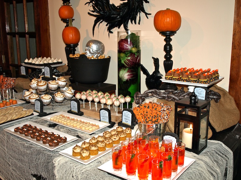 a party style halloween  dessert  table