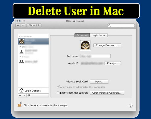 Delete user in mac
