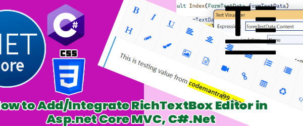 Get RichTextBox Editor Value in Controller in Asp.net Core MVC, C#.Net