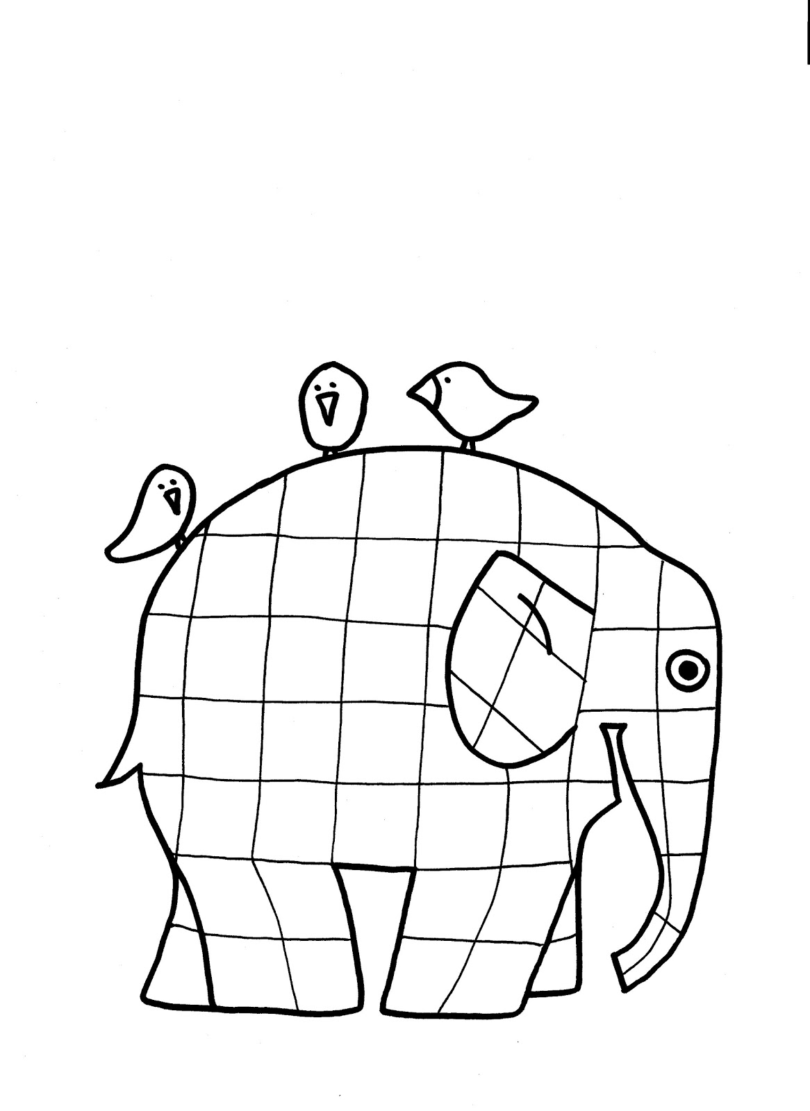 Download Elmer the Patchwork Elephant Coloring Page - Lines Across