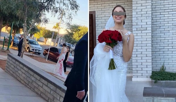 Novia disfrutó de su boda en Ciudad Obregón pese a que le mancharon el vestido de pintura 