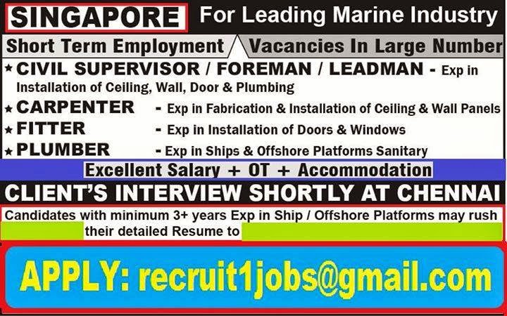 Leading Marine Industry Jobs for Singapore - Free Accommodation