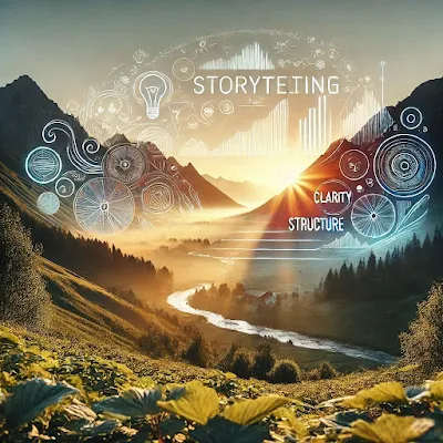 A sweeping view of a valley at sunrise, symbolizing the vast possibilities of storytelling and the light that emerges from clarity and structure.