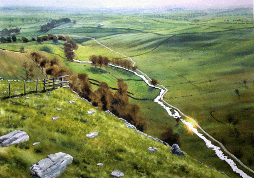 hyperrealistic watercolor landscape paintings