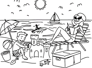 beach coloring pages, girl coloring pages