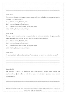 Atividades 1 de Língua Portuguesa Para o 3º ano