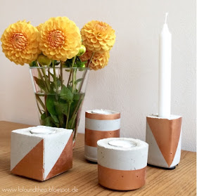 DIY Kerzenhalter aus Beton und Blumenvase mit Dahlien