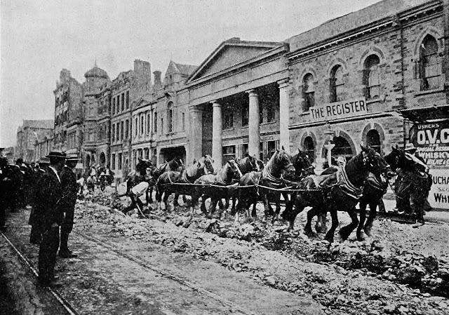 Breaking up Grenfell Street Adelaide - Preparing to Put Down the Rails - 1908