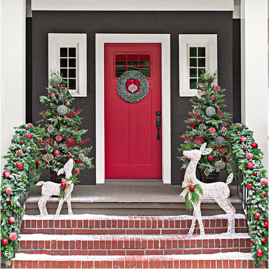 christmas, front dor, decoration, ideas, christmas front dor decoration ideas, frontdor decoration ideas, front porch, Christmas front porch, 