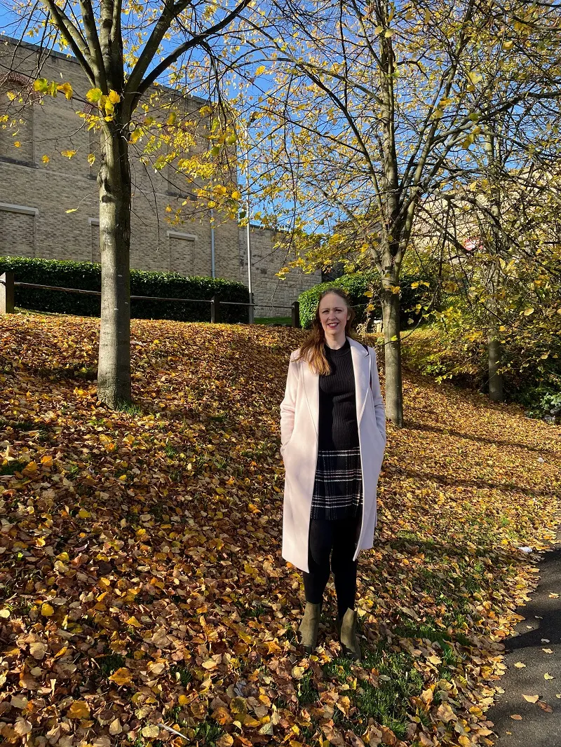 Autumn Leave, Tartan Skirts, And A Warm Coat