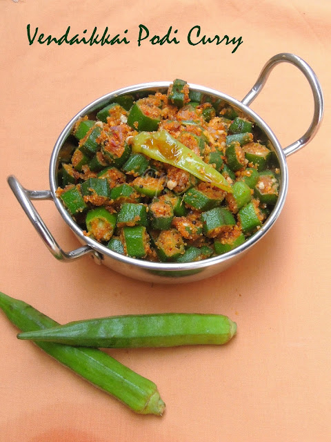 Okra podi curry, bhindi curry, Vendaikkai Podi curry