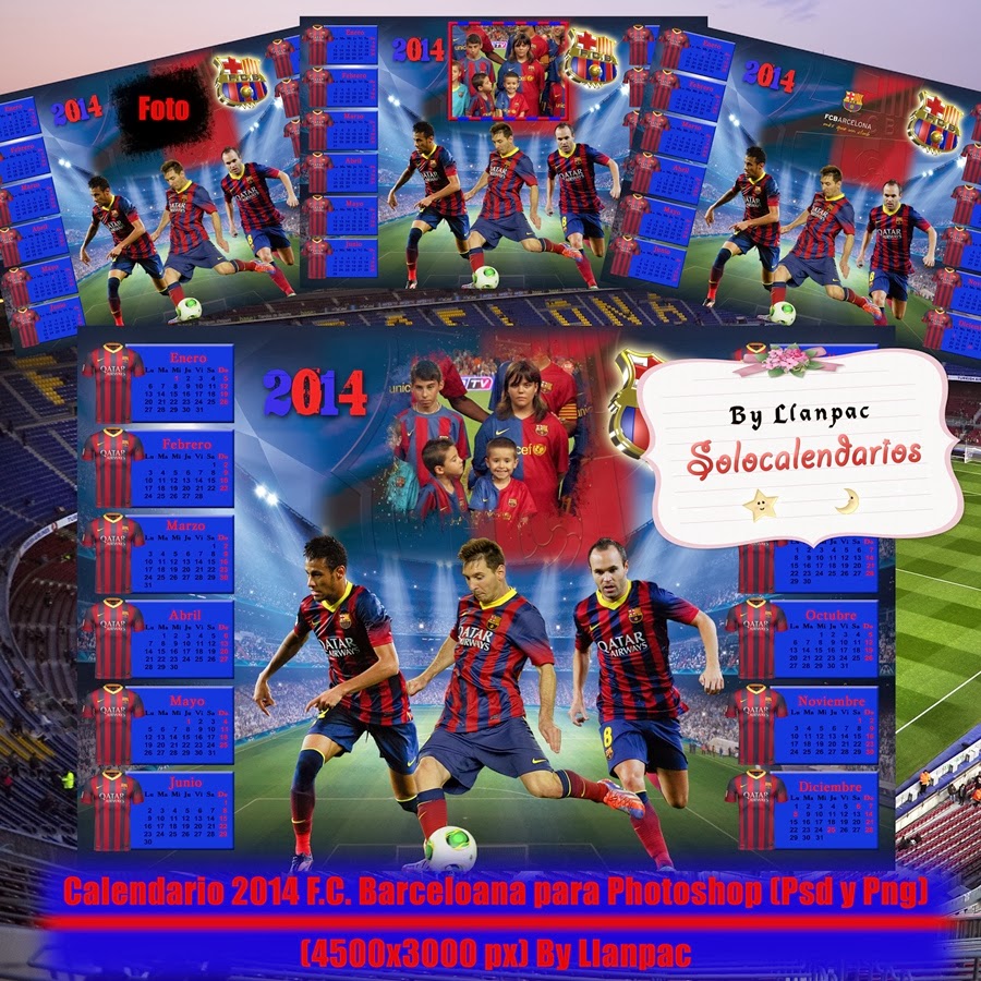 Calendarios para Photoshop: Calendario del 2014 de F.C. Barcelona para