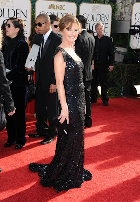 Melissa Leo Lovely In Glittering Black Marc Bouwer Dress