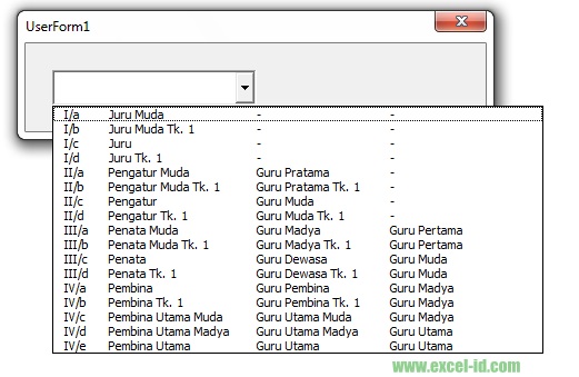 Contoh Combobox Multi Kolom  300 Rumus Excel