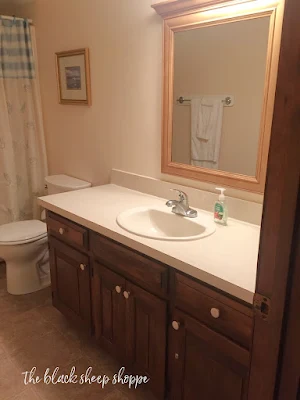 Before: Original 1980s master bathroom.