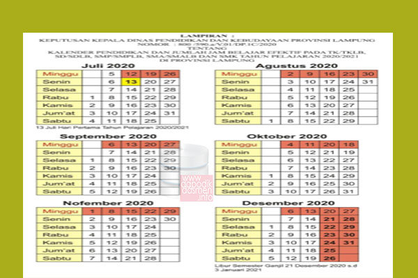 Anda Mencari Kalender Pendidikan Provinsi Lampung Tahun Pelajaran 2020-2021? Kaldik Lampung Tapel 2020/2021 bisa didownload dengan mudah disini