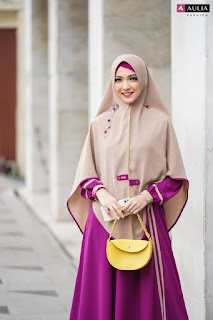 Koleksi Terbaru Aulia Fashion Set Gamis Syari Kaleeya Burgundy Khaki Baju Muslimah Lengan Panjang Simple Anggun Manis Elegant